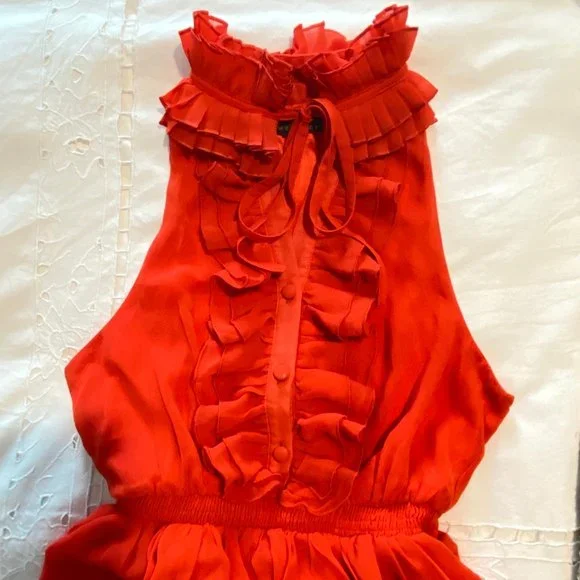 Twenty one Sheer Ruffled Dress Size Small Coral - Picture 2 of 6